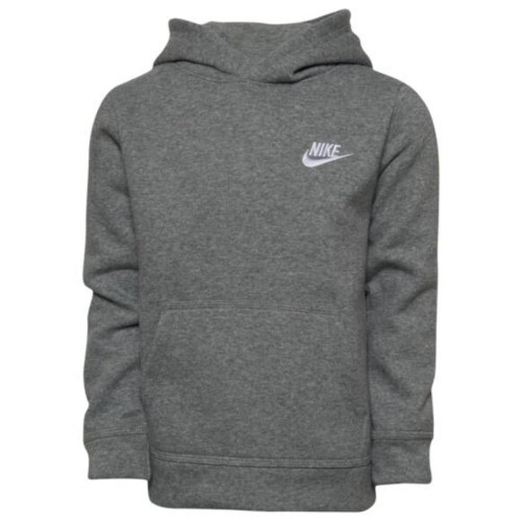 Nike Logo Hoodie Young Boys Embroidered Logo - Grey - Size 6 - Picture 1 of 1